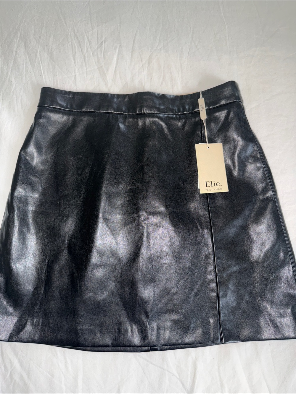 Elie Tahari Black Faux Leather Mini Skirt